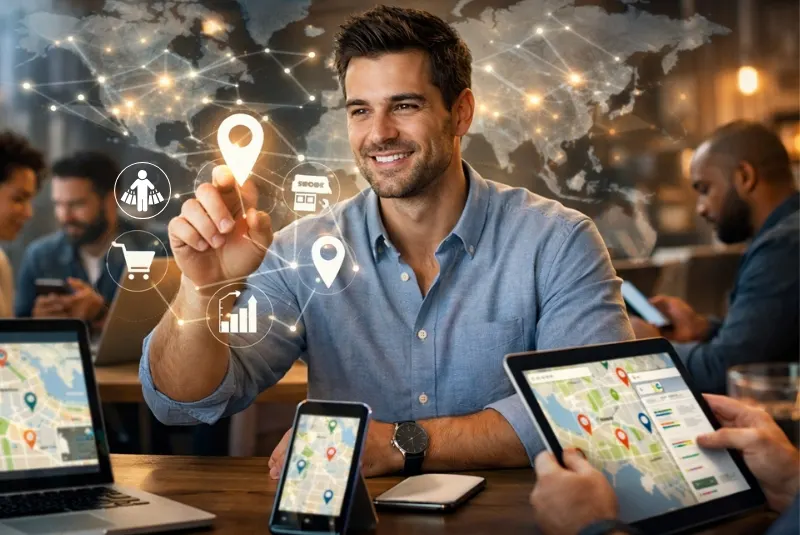 Local business owner using Winngoo Pages online business listing platform in India